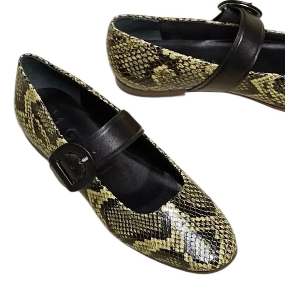 M. Gemi | Women’s Adelina Mary Jane Flats in Embossed Snakeskin Leather Size 9